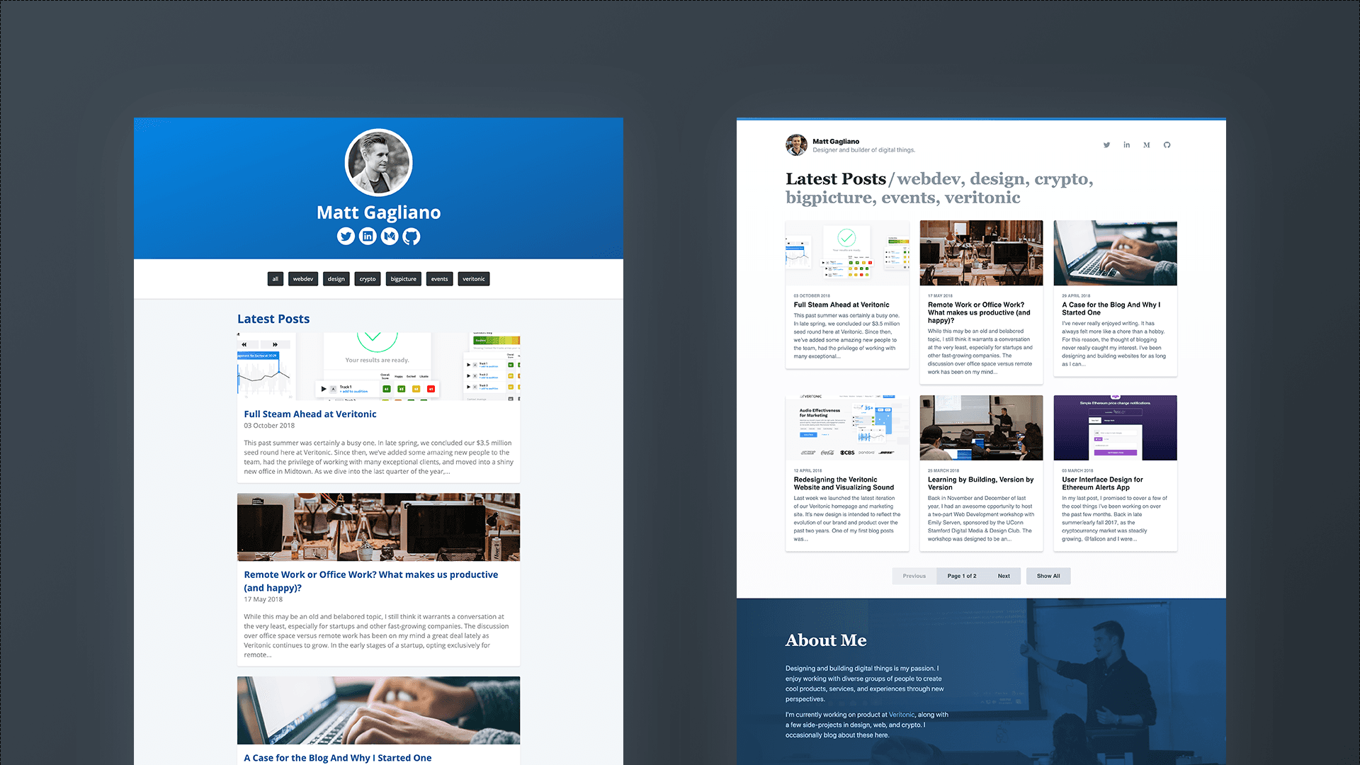 Matt Gagliano's New Website Design
