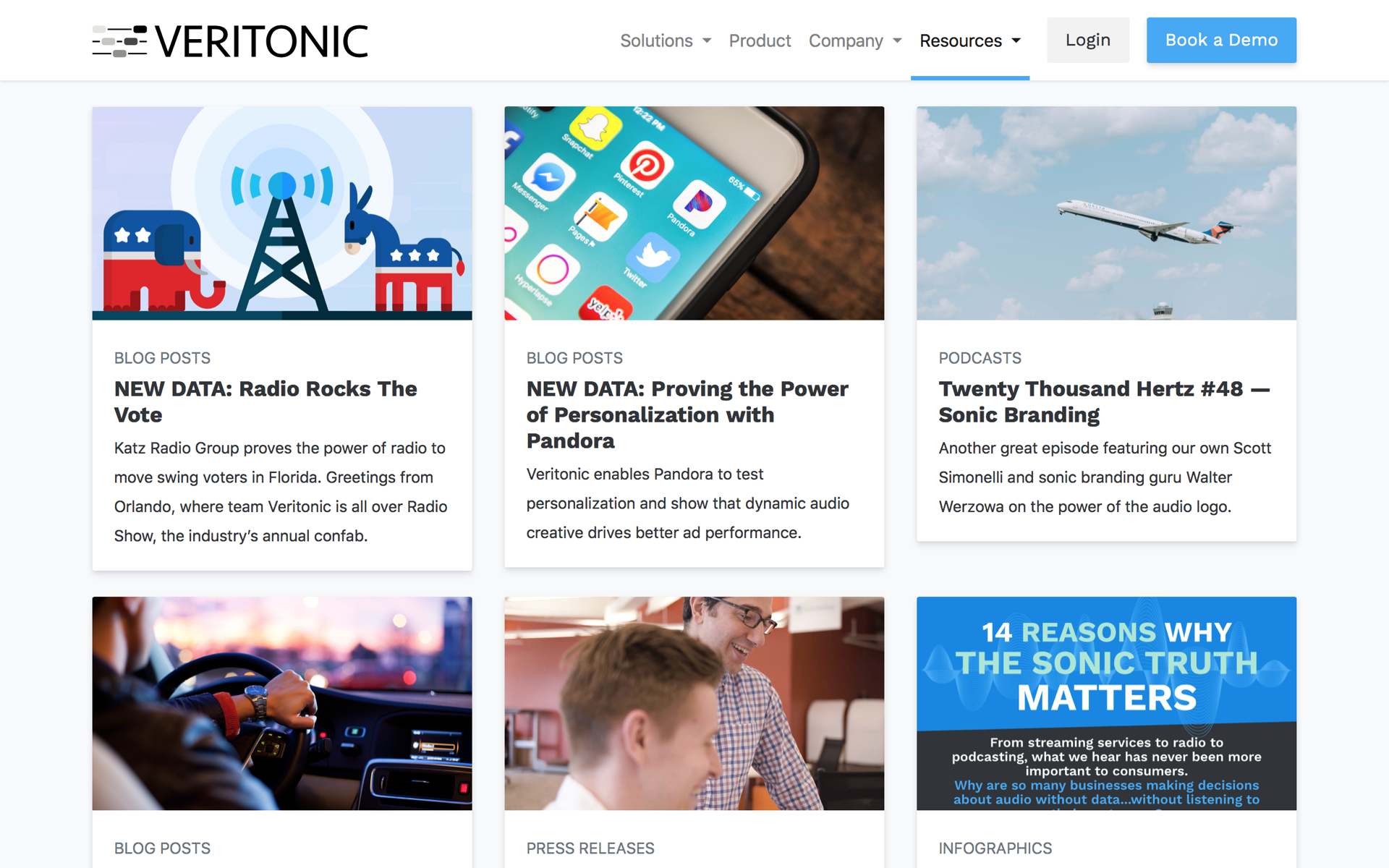 Veritonic featured content page designed by Matt Gagliano