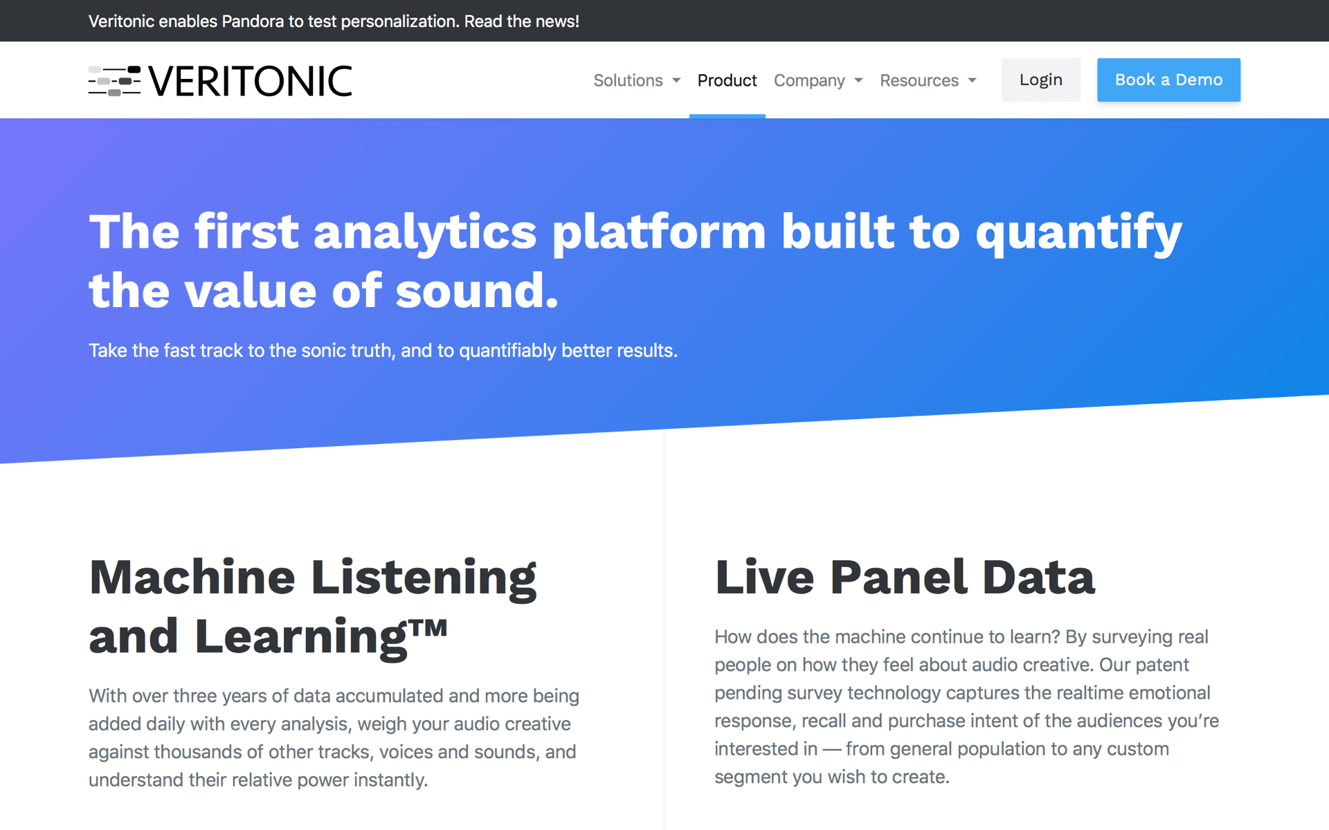 Veritonic product page designed by Matt Gagliano